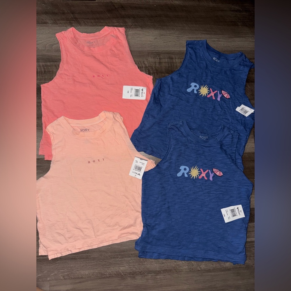 Roxy Girls Tank Tops - Coral and Navy- set of 4